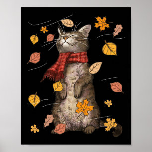 Poster Gato de outono, Gato de outono, Gatinho, Gatinho, 