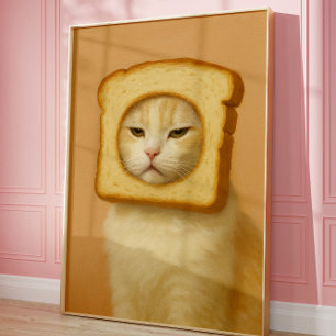 Poster Gato de Pão Fofo Arte de Parede Engraçada
