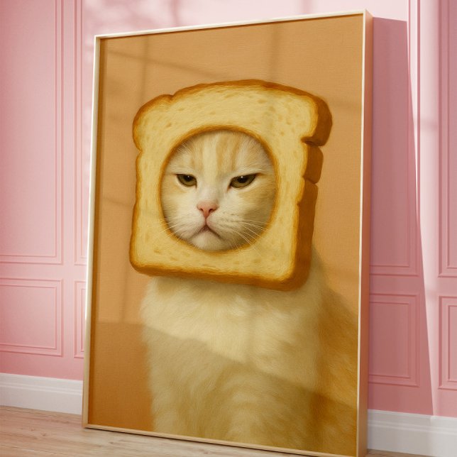 Poster Gato de Pão Fofo Arte de Parede Engraçada (Criador carregado)