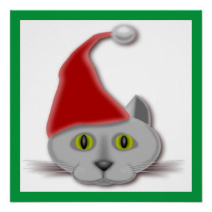 PÓSTER GATO DE PAPAIS NOEIS DE NATAL DE MERCADORIAS