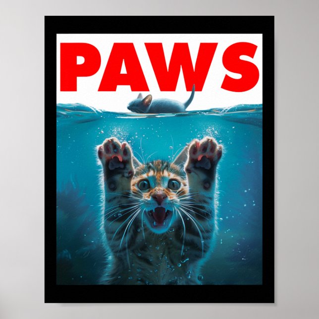 Poster Gato De Pata E Gatinho Humorístico Com Rato Perdid (Frente)
