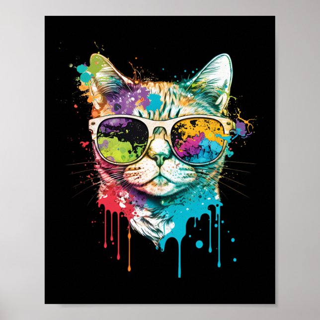 Poster Gato de Pop de Arte de Gato Bonito (Frente)