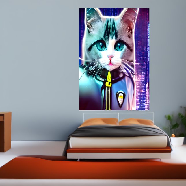 Poster Gato de Ragdoll com uniforme policial | AI Art Pos (Criador carregado)