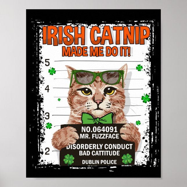 Poster Gato de Shamrock de Dia de São Patrício de Catnil  (Frente)