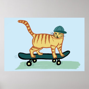 Poster Gato de skate Tabby