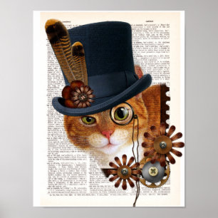 Póster Gato de Steampunk na página do dicionário