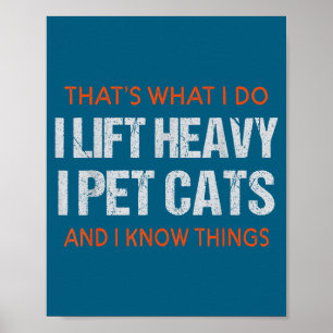 Poster Gato de treino com tema de levantamento de peso no