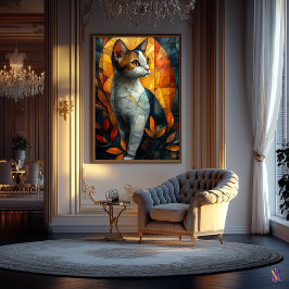 Poster Gato de Vidro Arrependido com Brilho de Outono