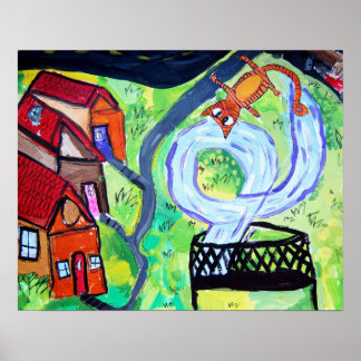 Póster Gato de Vizinhança em um Trampoline