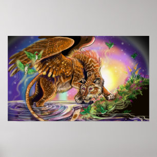 Poster Gato de vôo do caçador do crepúsculo