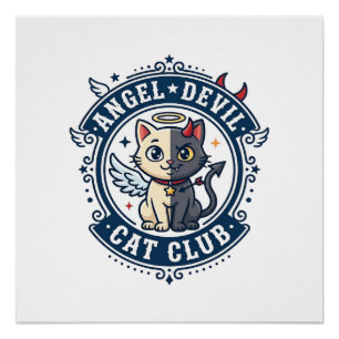 Póster Gato Diabo Anjo Presente para Mãe de Gato - Gato D