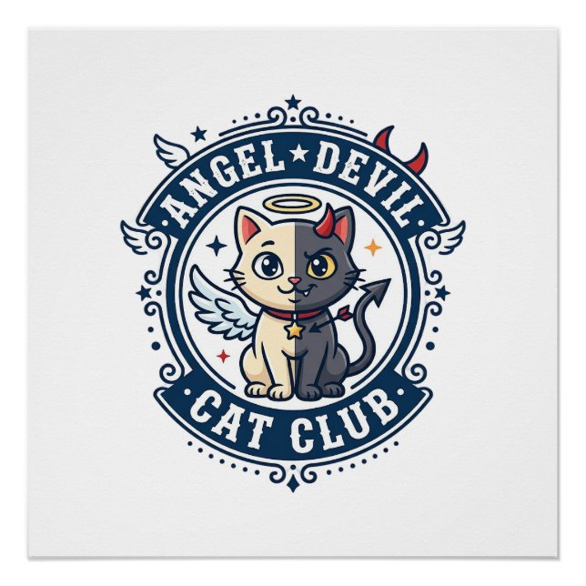 Póster Gato Diabo Anjo Presente para Mãe de Gato - Gato D (Frente)