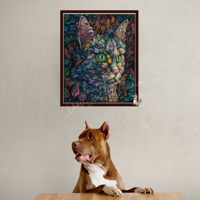 Poster Gato Digital, Arte, Bonito, Retrato de Gato Calico (Criador carregado)