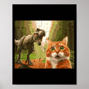 Poster Gato Dinossauro Trex Selfie Meme Divertido Humor M