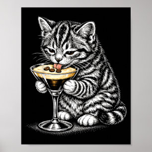 Poster Gato Divertido Café Cauda Arte De Gatinho Com Tint