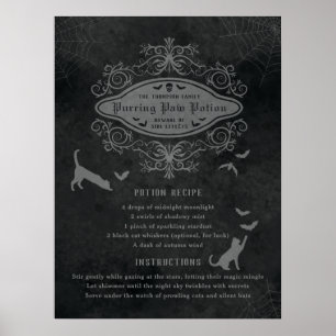 Poster Gato Divertido e Receita de Poção de Morcegos Hall