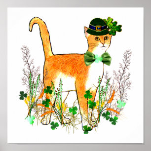 Póster Gato do dia de St Patrick