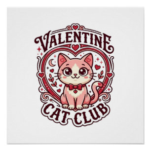 Póster Gato do Dia dos Namorados Design Engraçado Amante