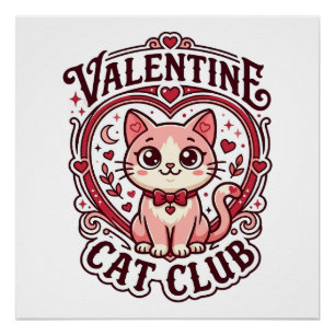 Póster Gato do Dia dos Namorados Design engraçado do aman