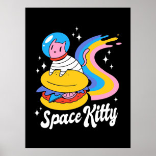 Poster Gato do Espaço Astronauta