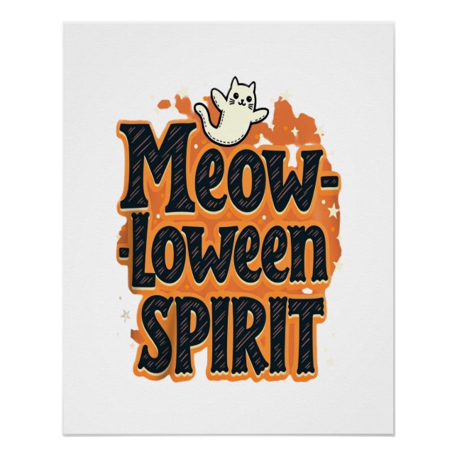 Póster Gato do Espírito do Meow-loween (Frente)