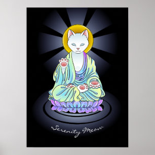 Póster Gato do Meow da serenidade do budista de zen