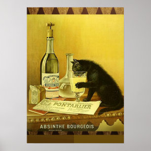 Póster Gato do vintage - o absinto burguês