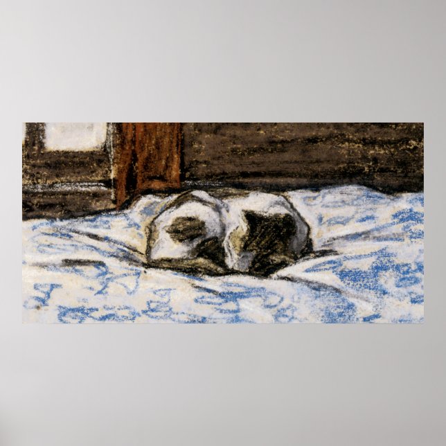 Poster Gato dormindo na cama (Frente)