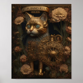Poster Gato Dourado Gótico Steampunk