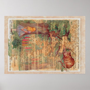 Póster Gato e Alice de Cheshire