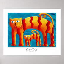 Gato e Gatinho Curvados Coloridos Modernos e Fofos