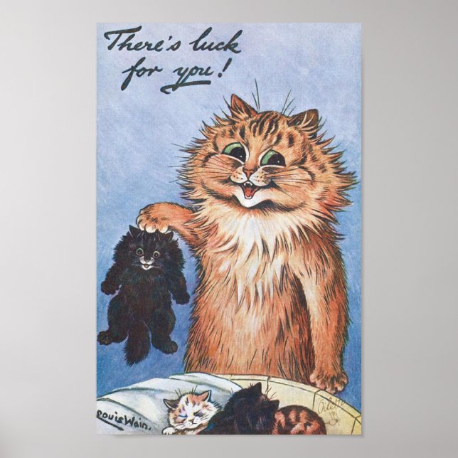 Poster Gato e Gatinhos, Louis Wain (Frente)