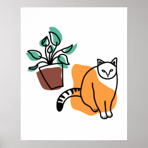 Poster Gato e planta