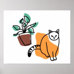 Poster Gato e planta