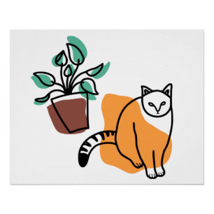 Póster Gato e planta