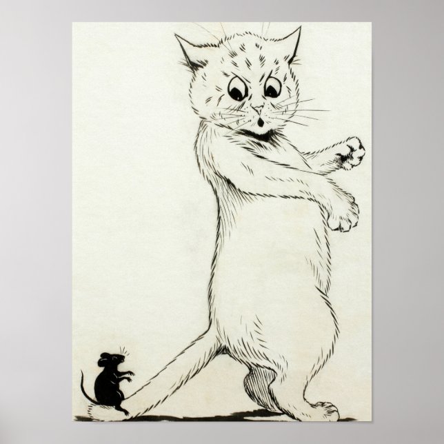 Poster Gato e Rato de Louis Wain (Frente)