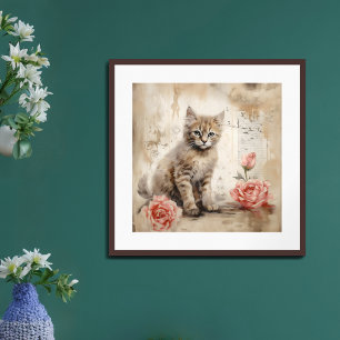 Poster Gato e Rosas 1