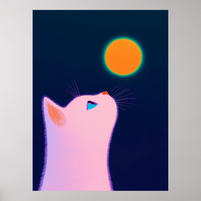Poster Gato e Sol Minimalísticos (Frente)