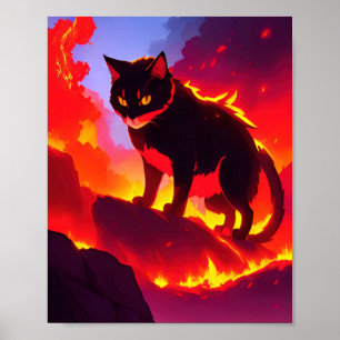 Poster Gato Elementar de Fogo