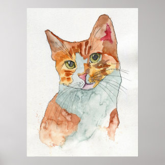 Poster Gato em Aquarela