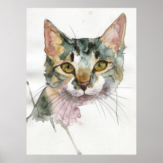 Poster Gato em Aquarela