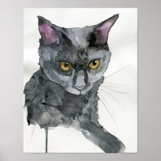 Poster Gato em Aquarela