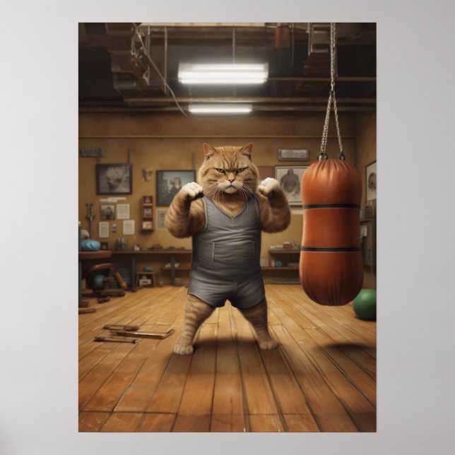 Poster Gato Em Giro De Boxing (Frente)