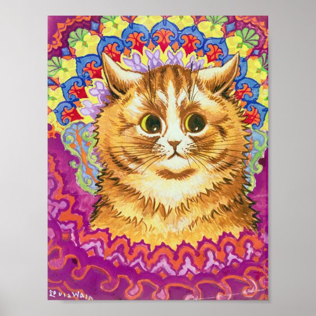 Poster Gato em padrão decorativo, Louis Wain (Frente)