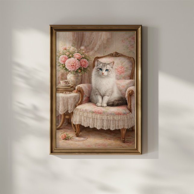 Poster Gato em Poltrona Floral (Criador carregado)