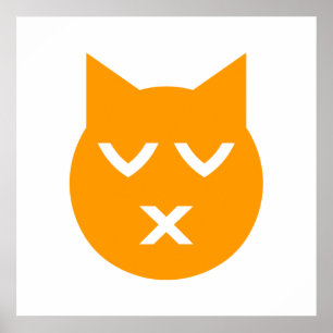 Póster Gato Emoji De Olhos Fechados