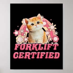Poster Gato Empilhadeira Certificado Engraçado Para Homen