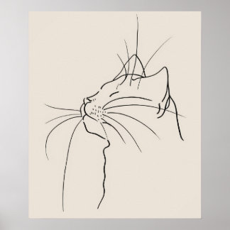 Poster Gato encara arte moderna minimalista de linha