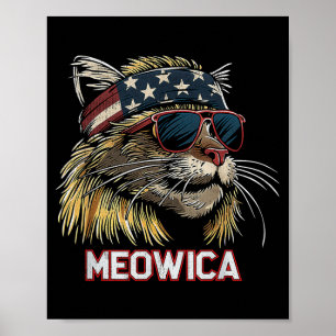 Poster Gato - Engraçado 4 de Julho Bandeira Americana Dia