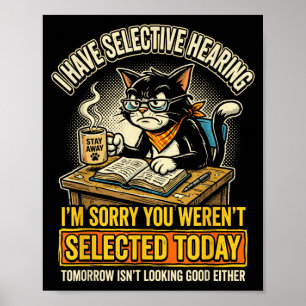 Poster Gato Engraçado Audição Seletiva Felino Sarcástico